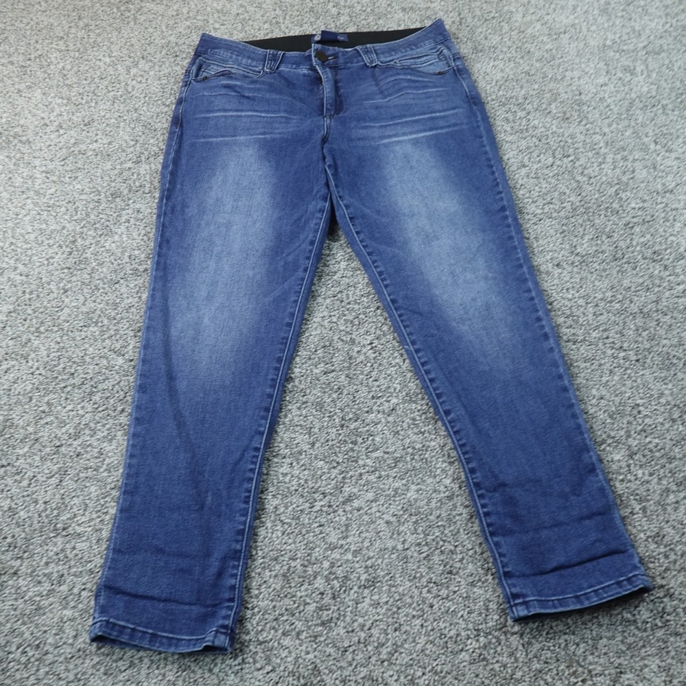 Democracy Jeans Womens 14P Dark Blue Denim Pants Ab Solution High Rise Stretch